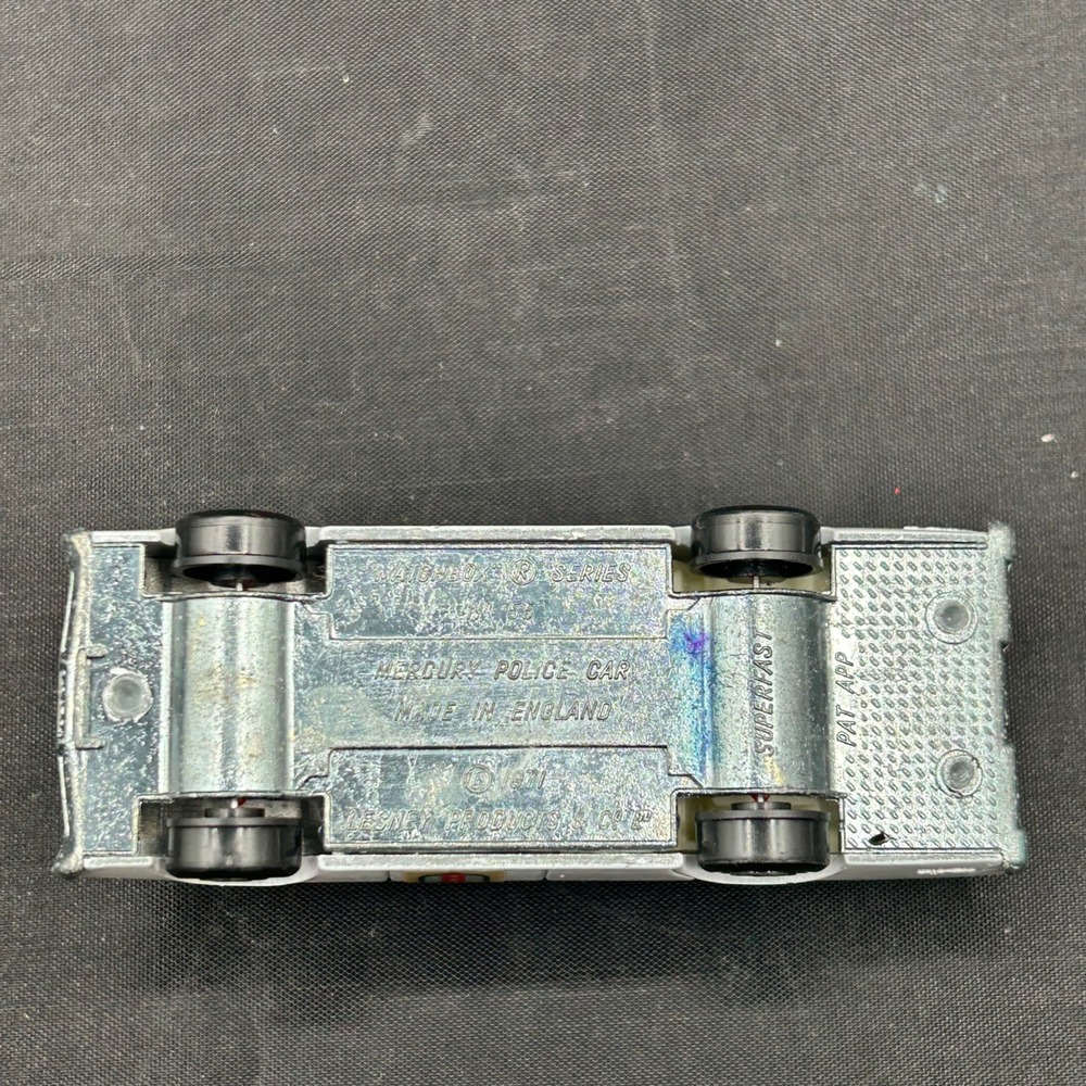 Matchbox Superfast No 55 Mercury Police Car 1971 Lesney Made in England White - Picture 6 of 6